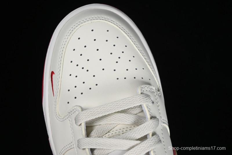 Nike SB Dunk Low Supreme Collaboration - Beige Red Mini Swoosh Anniversary Custom Low-Top Casual Skate Shoes - DJ2024-004