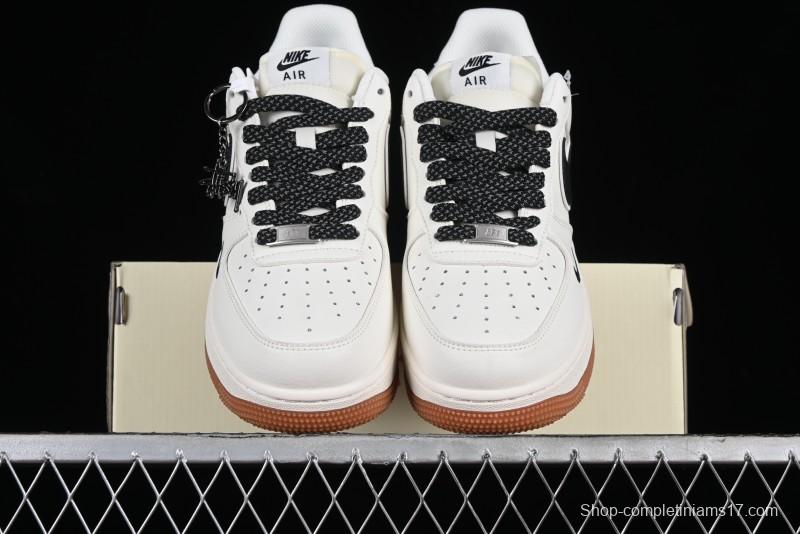 Nike Air Force 1 '07 Low Stussy Collaboration - Beige Black Gum Sole Low-Top Casual Sneakers - XZ5688-001