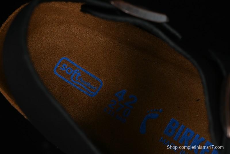 Birkenstock Birkenstock Sandals Series Black Leather with Soft Cushioning Cork Midsole - T.D4