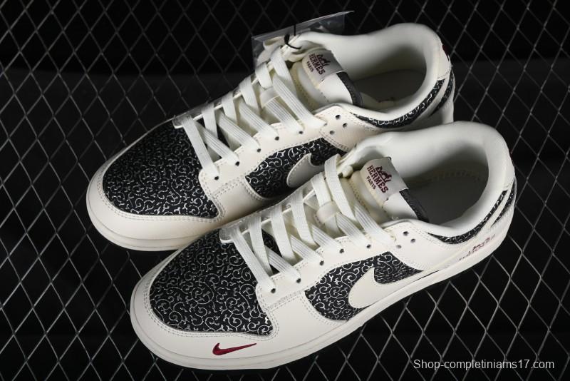 Nike SB Dunk Low Hermes Collaboration - Beige Swoosh Anniversary High-End Custom Low-Top Casual Skate Shoes - XD6188-038