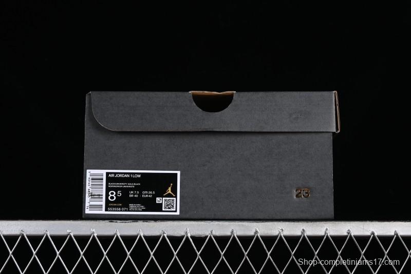 Nike Air Jordan 1 Low AJ1 Black Gold Hook Casual Sneakers - 553558-071