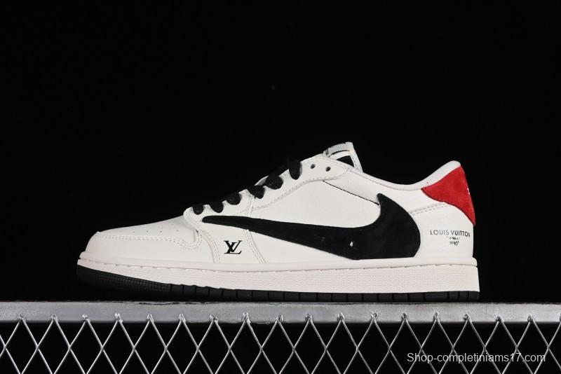 Nike Travis Scott x Fragment Design x Jordan Air Jordan 1 Low OG SP AJ1 LV Beige Black Red Casual Sneakers - LX1988-700