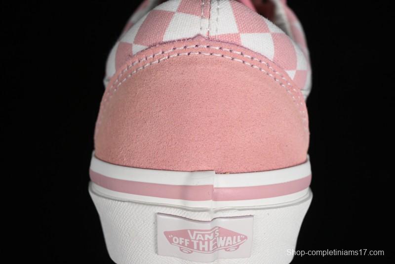 Vans Old Skool Reissue 136 Pink Checkerboard Low Top Retro Canvas Shoes - VN000MT6EBQ