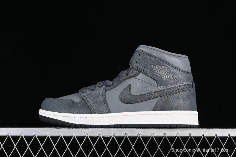 Nike Air Jordan 1 Mid Basketball Shoes in Space Gray - FJ3448-001