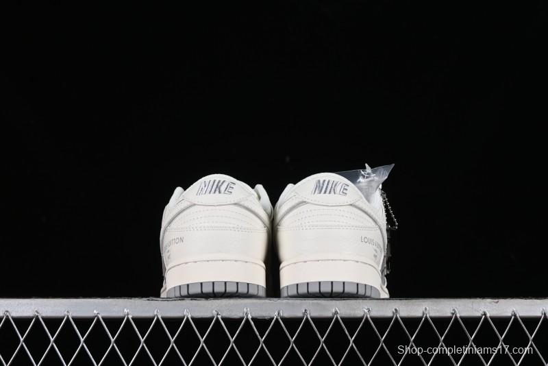 Nike SB Dunk Low LV Collaboration - Beige Silver Gray Anniversary High-End Custom Low-Top Casual Skate Shoes - BB8766-210