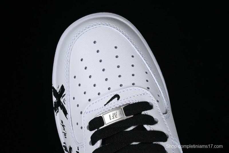 Nike Air Force 1 '07 Low Casual Sneakers with Black and White Graffiti Panda Design - DH7561-222
