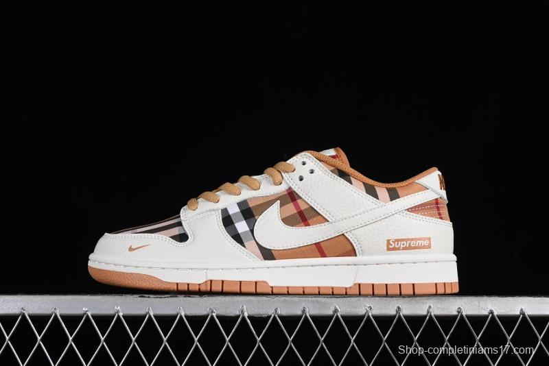 Nike SB Dunk Low Supreme Collaboration - Plaid Colorway SB Low Top Casual Skateboarding Shoes - SU1853-513