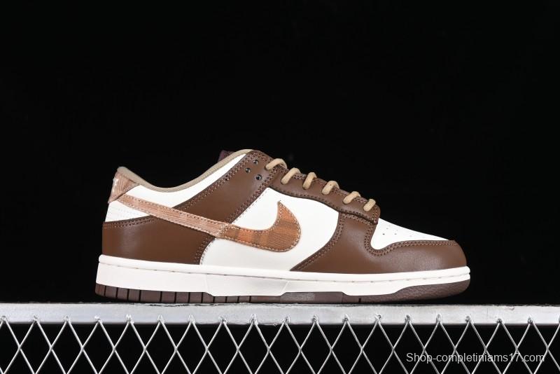 Nike Dunk Low SB White Brown Plaid Casual Skate Shoes - FV3653-191