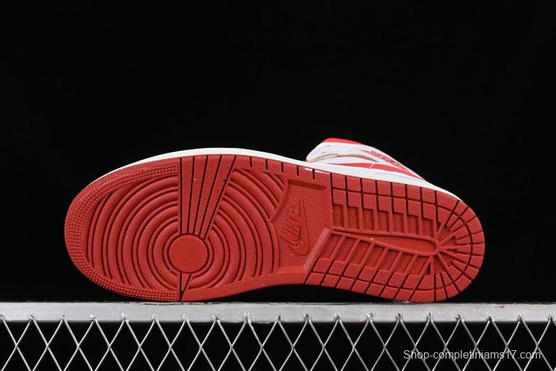 Nike Air Jordan 1 Mid Basketball Shoes in White/Orange/Red - FJ3458-160