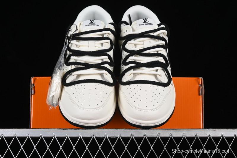 Nike SB Dunk Low LV Collaboration - Lamborghini Strap White Black Hook Anniversary High-End Custom Low-Top Casual Sneakers - SJ2068-261