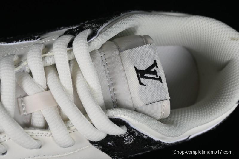 Nike SB Dunk Low LV Collaboration - Black Denim Off-White Black Swoosh Anniversary Custom Low-Top Casual Skate Shoes - DJ2024-009