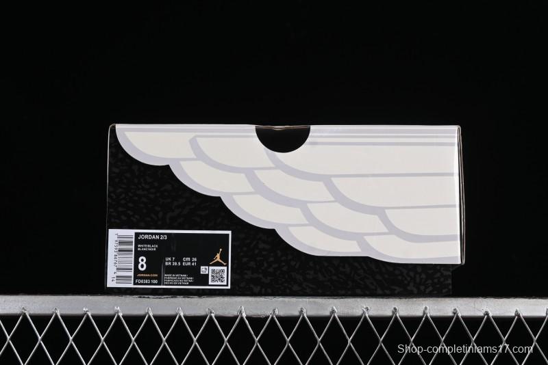 Nike Air Jordan 2/3 Retro Low Top Basketball Shoes in White/Black/Sail/Cement Grey - FD0383-100