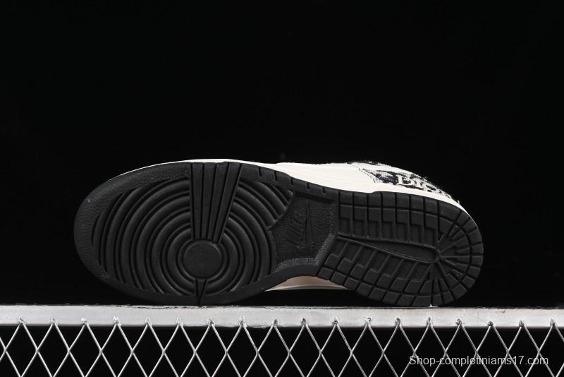 Nike SB Dunk Low Dior Collaboration - Black Grey Pattern Anniversary High-End Custom Low-Top Casual Sneakers - XY1688-010