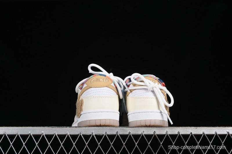 Nike Dunk Low Cake Bear White Yellow Low-Top Casual Sneakers - FN8913-141