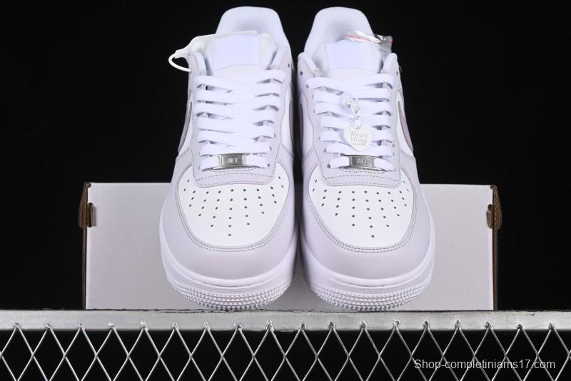 Nike Air Force 1 '07 Low Casual Sneakers with Anime-Inspired Light Gray Purple Spray Paint Design - DY8899-004
