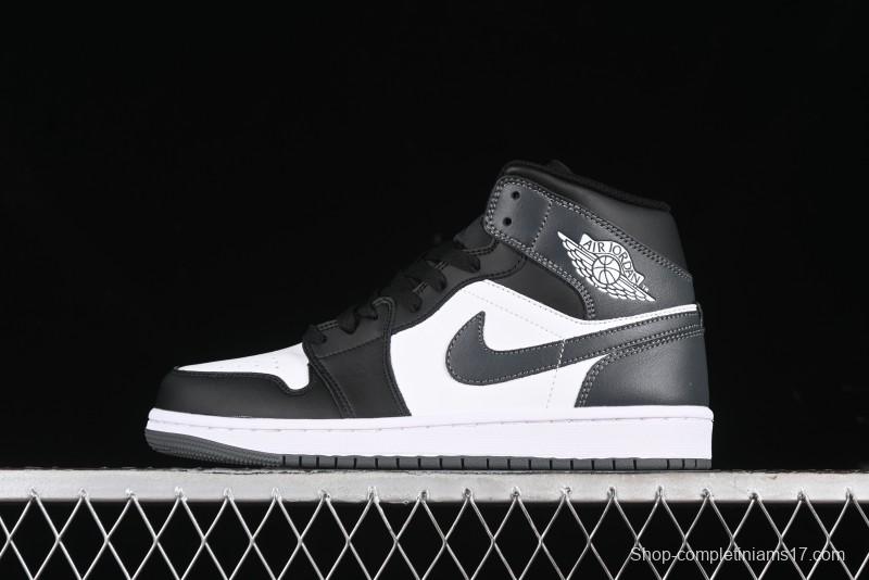 Nike Air Jordan 1 Mid AJ1 White Black Grey Mid-Top Casual Sneakers - DQ8426-001
