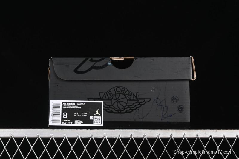 Nike Air Jordan 1 Low Retro Basketball Shoes in Soft Beige with Black Logo Accent - HQ3440-101