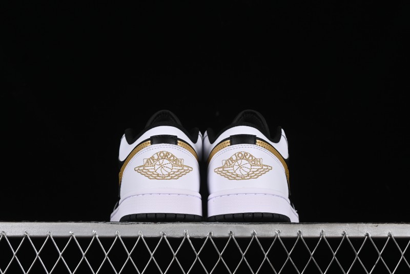 Nike Air Jordan 1 Low AJ1 Black White Gold Hook Basketball Shoes - 553558-172