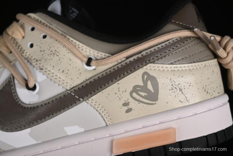 Nike Dunk Low Panda Prank Summer Theme Love Khaki Pudding Milk Tea SB Strap Low-Top Casual Sneakers - CW1590-100