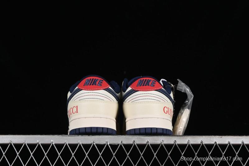 Nike SB Dunk Low Gucci Collaboration - Beige Blue Patchwork Anniversary High-End Custom Low-Top Casual Sneakers - XY1688-003