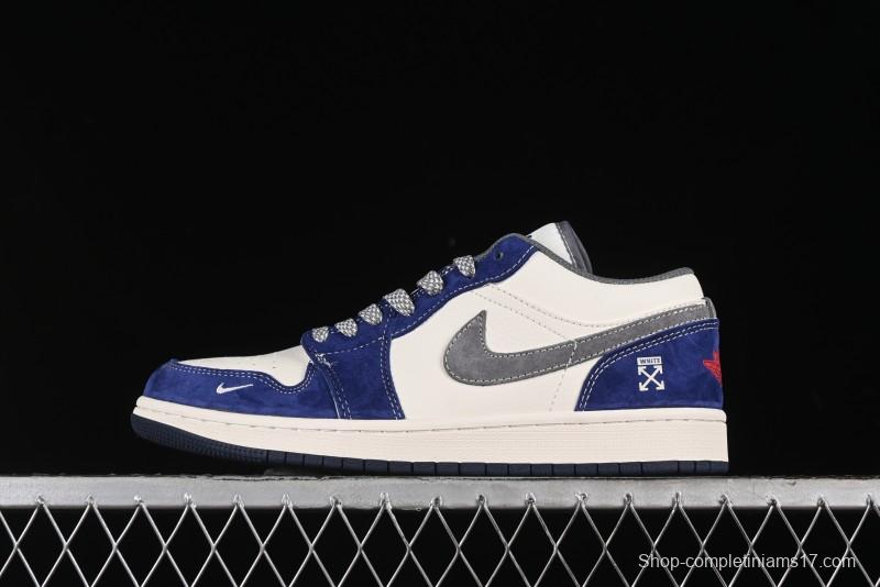 Nike Air Jordan 1 Low OFF-WHITE Collaboration - Qilin Blue Retro Basketball Shoes - WG8850-013