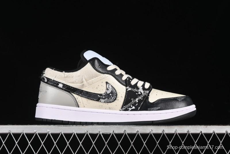 Nike Air Jordan 1 Low AJ1 Panda Prank Universe Exploration Custom Casual Sneakers - 553558-132