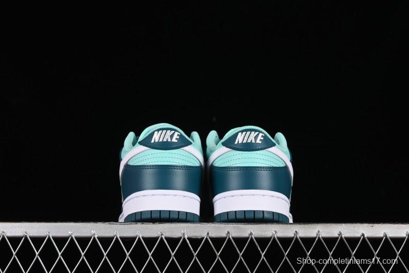 Nike Dunk Low SB Skateboarding Shoes in White and Geode Teal - DD1503-301