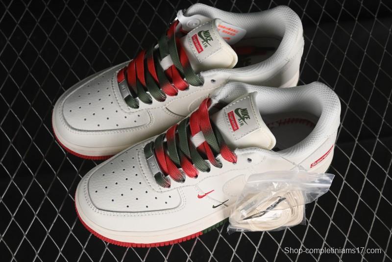 Nike Air Force 1 '07 Low Supreme Casual Sneakers in Beige Red Green - XZ6188-009