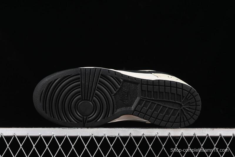 Nike SB Dunk Low Lightning Collaboration - Off White Black Double Swoosh Anniversary Custom Low-Top Casual Skate Shoes - XY1688-007