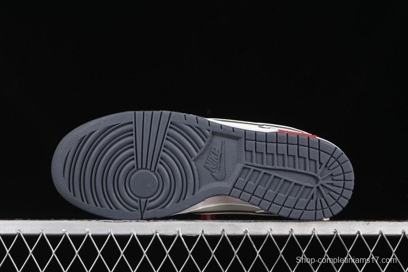 Nike SB Dunk Low Supreme Collaboration - Beige Grey Swoosh Anniversary Customized Low-Top Casual Skate Shoes - DJ2024-014