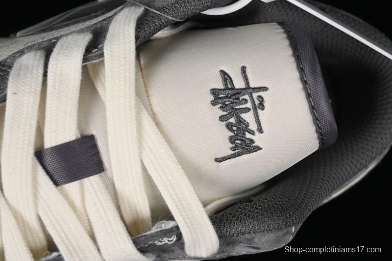 Nike Air Jordan 1 Low AJ1 Stussy Collaboration - Grey Pigskin Custom Low-Top Basketball Shoes - SJ9950-010
