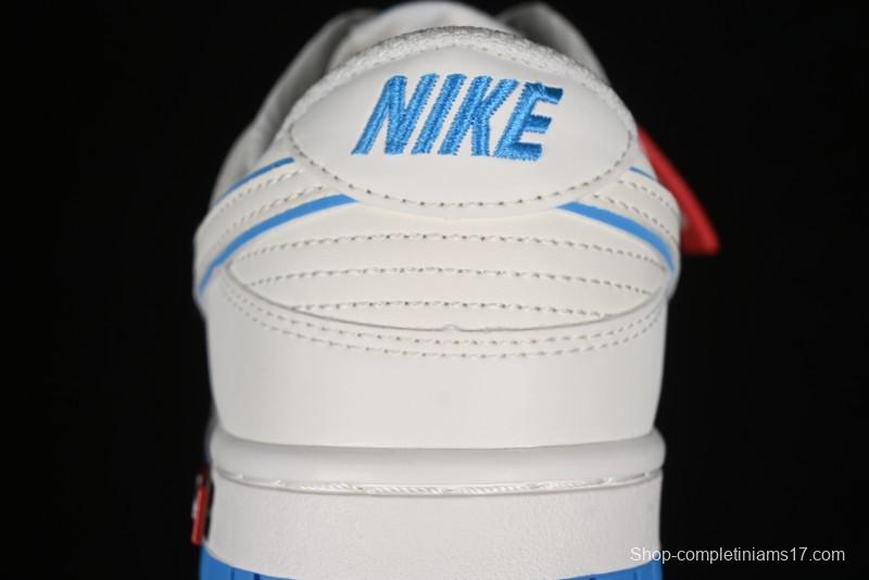 Nike SB Dunk Low Supreme Collaboration - Cream White with Sky Blue Swoosh Anniversary Customized Low-Top Casual Skate Shoes - DJ2024-012