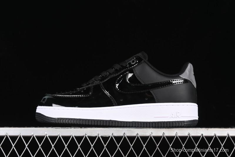 Nike Air Force 1 '07 Low Patent Leather All Black Casual Sneakers - AH6827-001