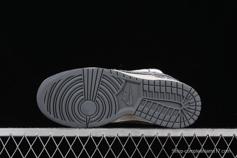 Nike SB Dunk Low Dior Collaboration - Strap Woven Grey Check Anniversary High-End Custom Low-Top Casual Sneakers - SJ2068-285