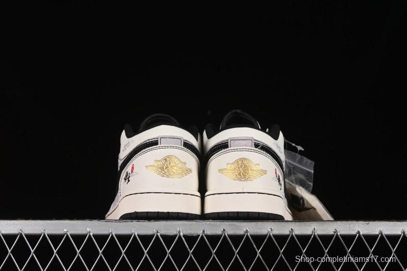 Nike Air Jordan 1 Low Retro Basketball Shoes Custom Black Myth Wukong Design - SJ9950-042