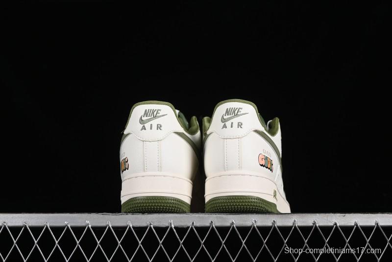 Nike Air Force 1 '07 Low Gucci Collaboration - Beige Green Linen Casual Sneakers - XZ3398-588
