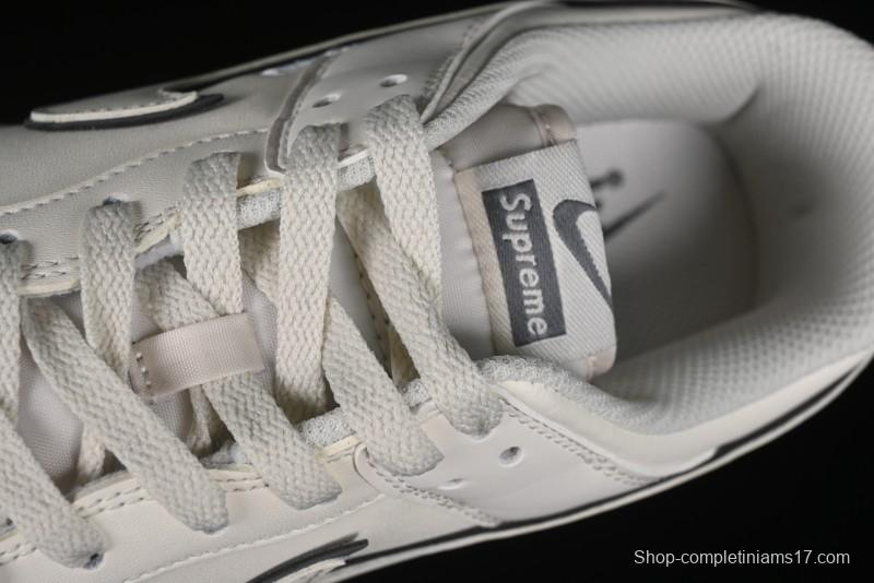 Nike SB Dunk Low Supreme Collaboration - Beige Grey Swoosh Anniversary Customized Low-Top Casual Skate Shoes - DJ2024-014