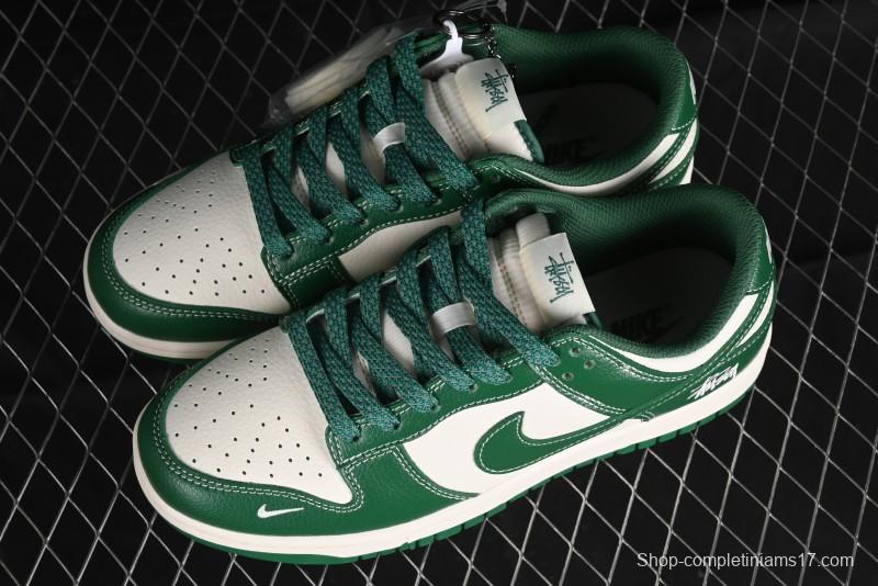 Nike SB Dunk Low Stussy Collaboration - Dark Green Anniversary Custom Low-Top Casual Skate Shoes - BB9898-005