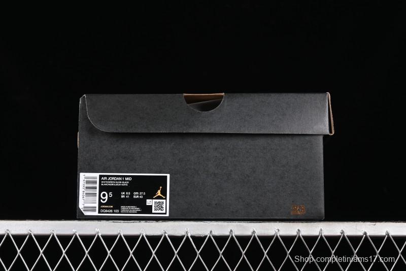 Nike Air Jordan 1 Mid AJ1 White Black Green Culture Casual Sneakers - DQ8426-103