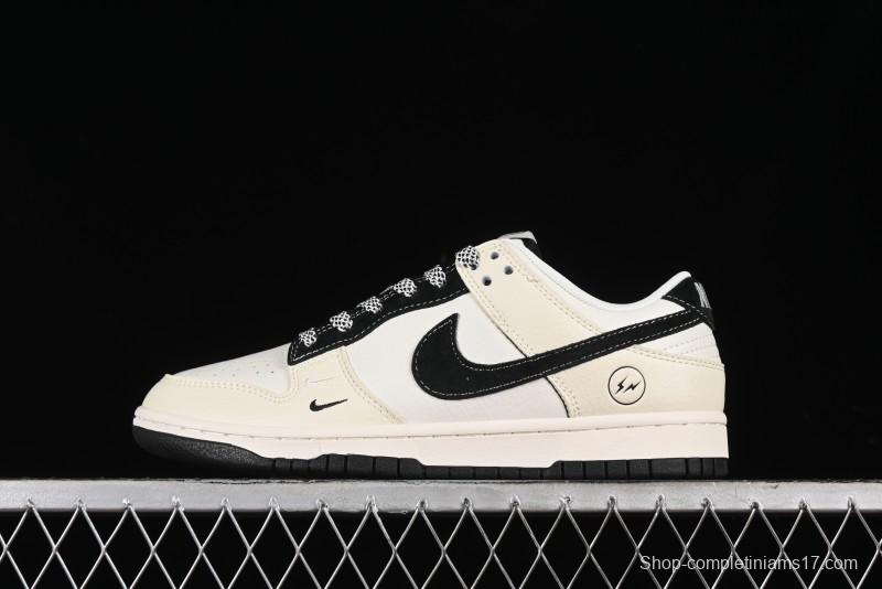 Nike SB Dunk Low Lightning Collaboration - Off White Black Double Swoosh Anniversary Custom Low-Top Casual Skate Shoes - XY1688-007