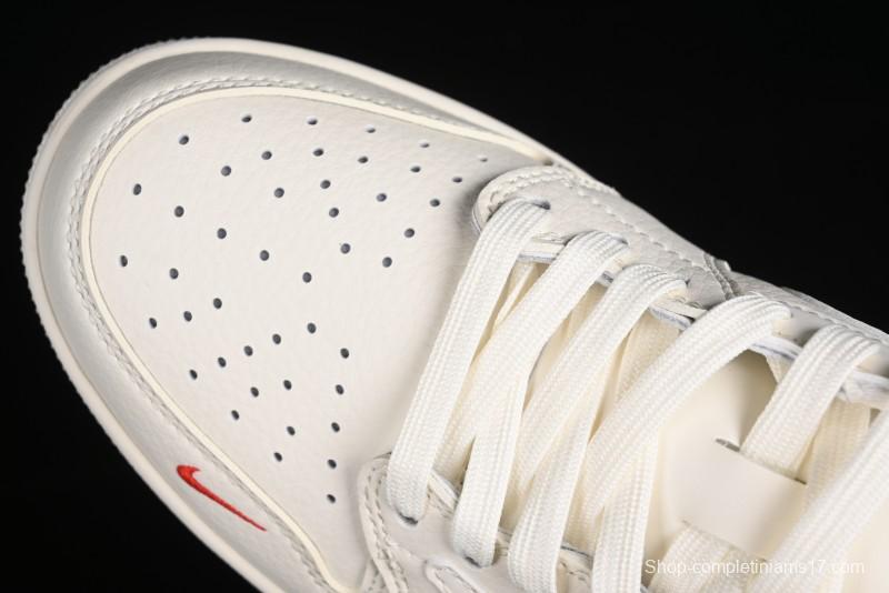 Nike Travis Scott x Fragment Design x Air Jordan 1 Low OG SP AJ1 Supreme Collaboration - Classic Off-White Low-Top Lifestyle Sneakers - XY2688-104