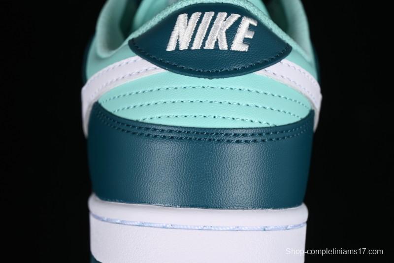 Nike Dunk Low SB Skateboarding Shoes in White and Geode Teal - DD1503-301
