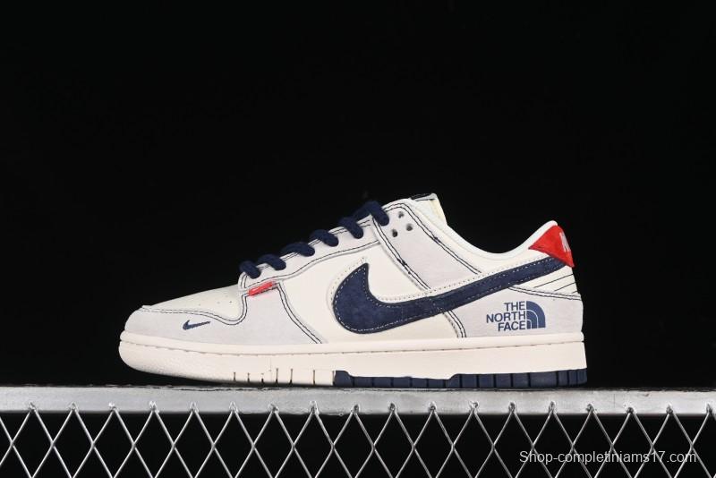 Nike SB Dunk Low The North Face Collaboration - Grey Pigskin Navy Swoosh Anniversary Custom Low-Top Casual Skate Shoes - SJ1089-012