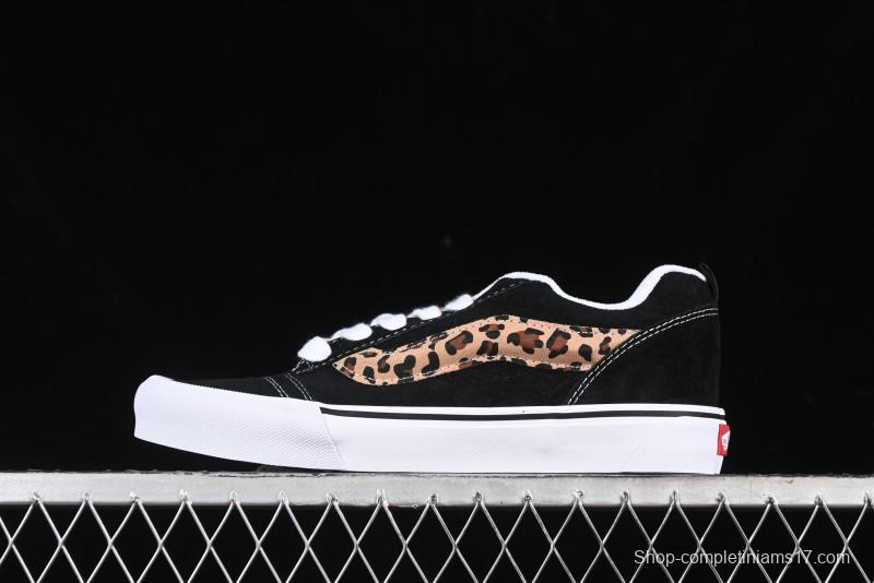 Vans Classics Knu Skool Sneakers with Leopard Print Logo in Black - VN000D2GBA2