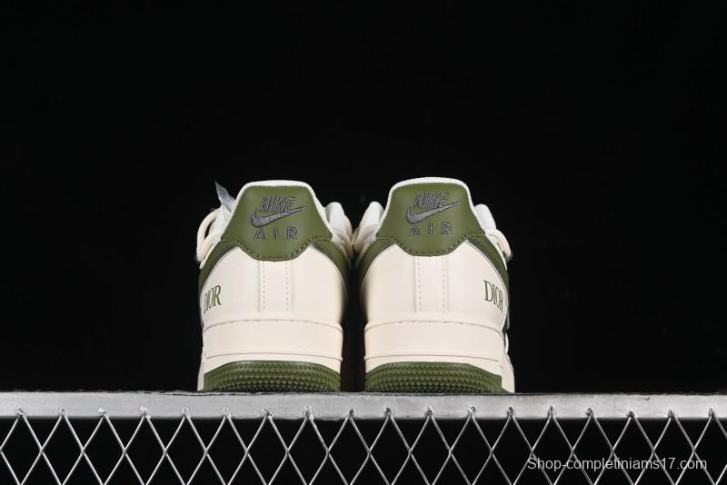 Nike Air Force 1 '07 Low Dior Collaboration - White Green Drawstring Casual Sneakers - SJ1198-200