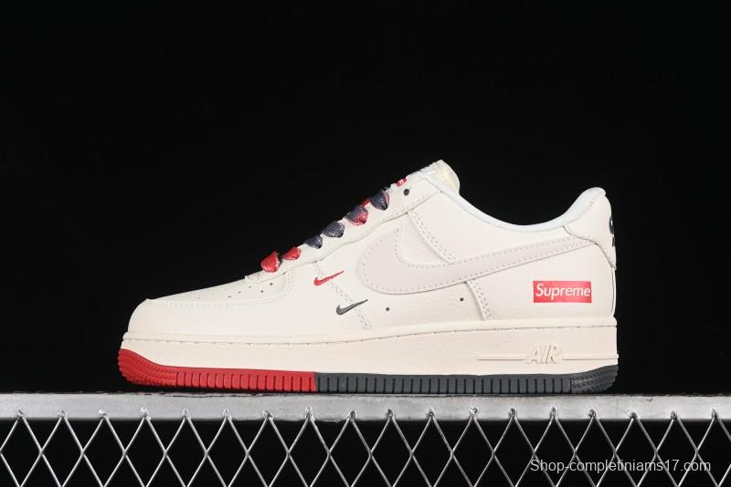 Nike Air Force 1 '07 Low Supreme Collaboration - Beige Red Blue Colorblock Casual Sneakers - XZ6188-228