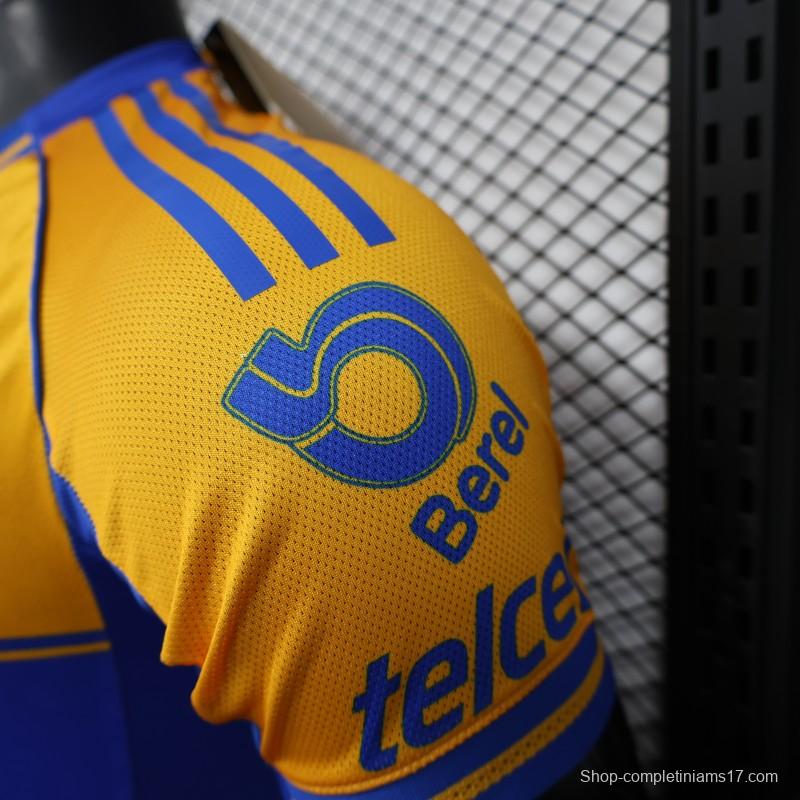 Player Version 25/26 Tigres UANL Home Yellow with Blue Stripes Jersey