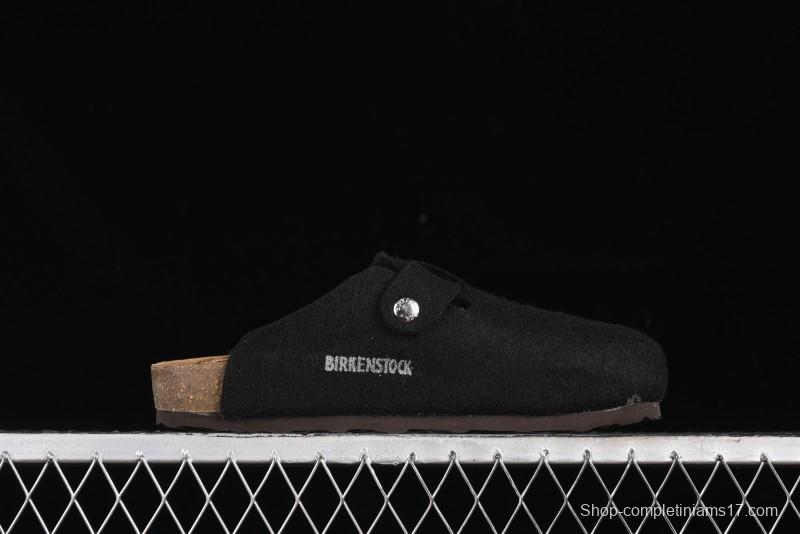 Birkenstock Half Open Toe Sandals with Smokeless Coal Wool Upper - G.D4