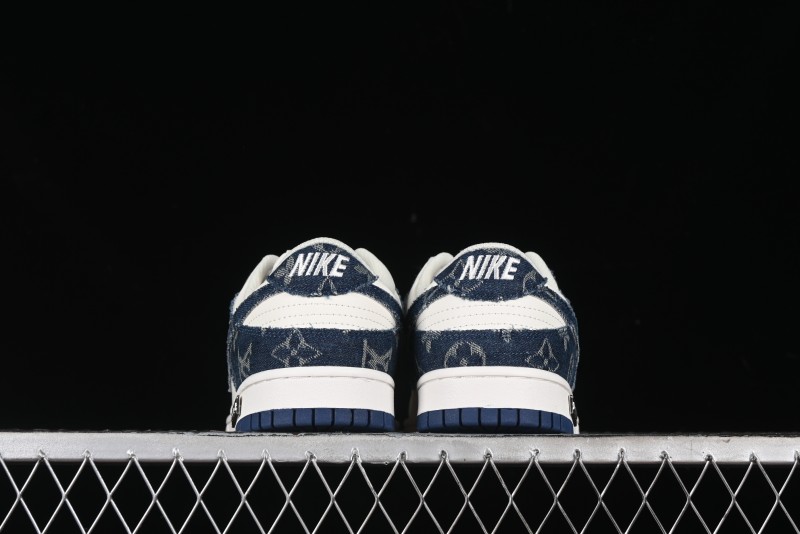 Nike SB Dunk Low LV Collaboration - Dark Blue Denim White Blue Swoosh Anniversary High-End Custom Low-Top Casual Sneakers - DJ2024-008