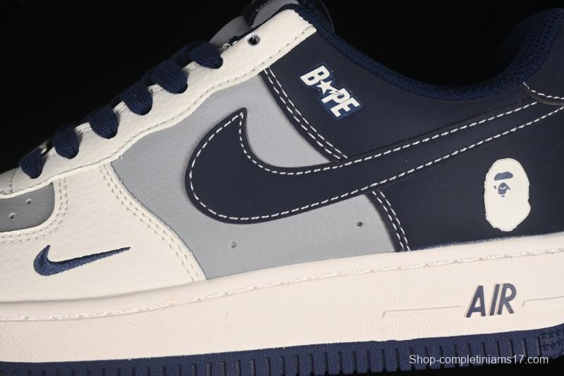 Nike Air Force 1 '07 Low Bape Collaboration - Deep Blue Grey Low-Top Casual Sneakers BB6566-206